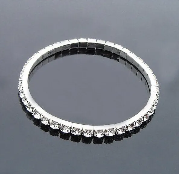 Braccialetti con strass di cristallo elasticizzato a una fila, catene di braccialetti di moda, accessori gioielli con braccialetto con strass di cristallo da sposa