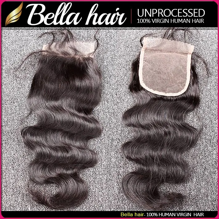 Bella Hair® Бразильские пучки с закрытием 8-30 двойной уток человеческих волос для волос, плетение волос, волна тела волнистые