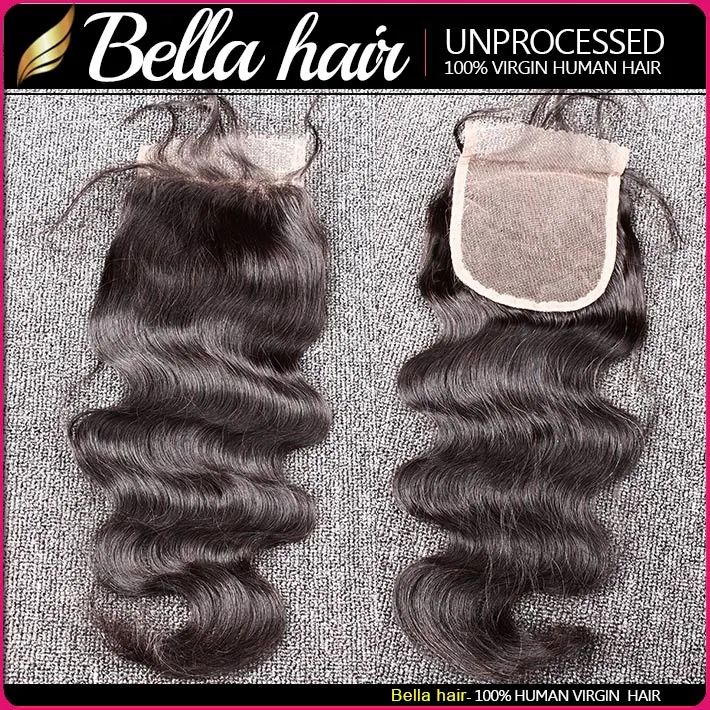 Bella Hair Brésilien 3 Faisceaux Avec Fermeture 8-34 pouces Double Trame Vierge Extensions de Cheveux Humains Offres Remy Cheveux Humains Tisse Vague de Corps Ondulés Julienchina VENTE Tête Complète