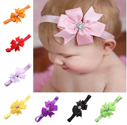 Baby Bow Rhinestone Headband Hair Bowknot Headbands Infant Hair ...