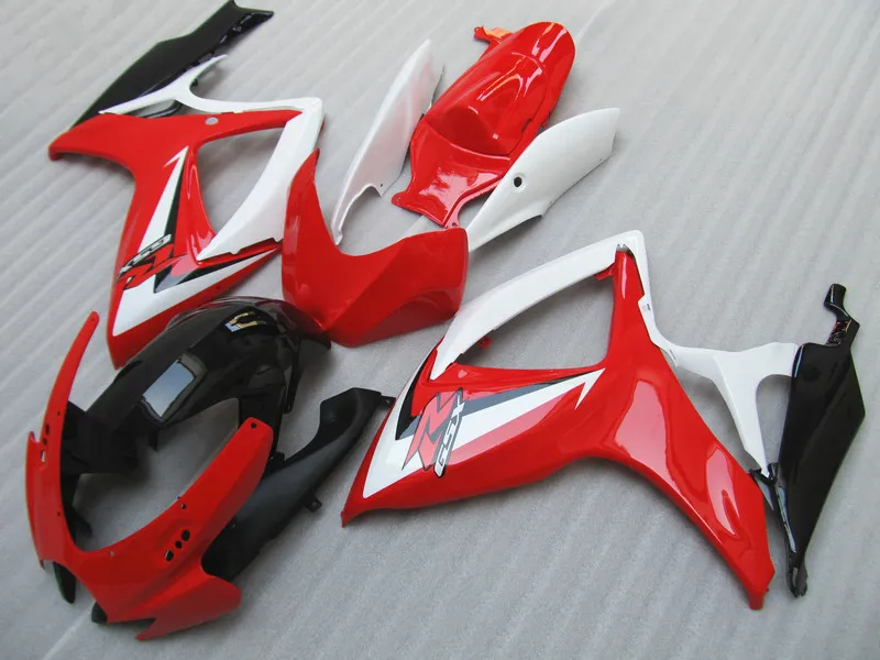 Passa till Suzuki GSXR 600 750 Fairings GSX-R600 R750 2006 2007 Red White Fairing Kit 06 07 GSXR600 GSXR750 Gratis Anpassad hög kvalitet