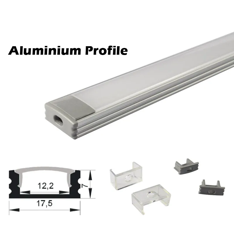 Mjjc-lp1707 1m LED aluminiumprofil Genomskinlig mjölkig frostat PC-lock för LED-flexibel remsa LED-styvremsa upp till 12 mm bredd