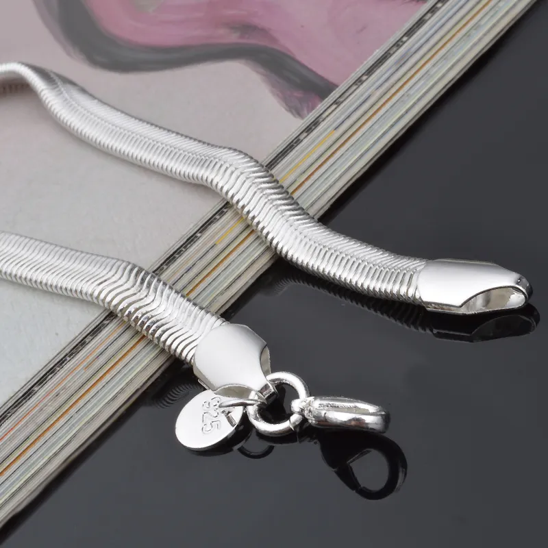 Med spårningsnummer Topp 925 Silver Armband 6M Flat Snake Chain Armband Silver Jewelry 20st mycket billigt 1562256