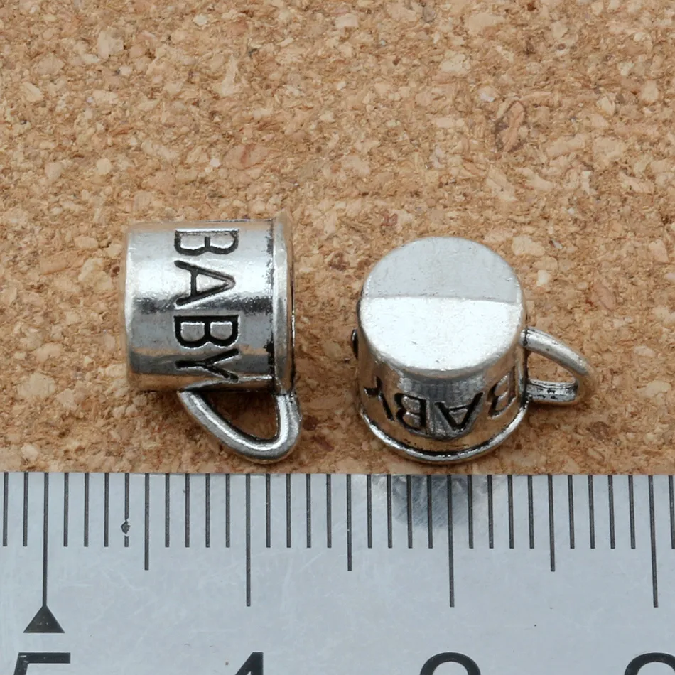 100 adet Antik Gümüş Çinko Alaşım 3D Bebek Fincan Charms Kolye Takı Yapımı Için Bilezik Kolye DIY Aksesuarları 12x9mm