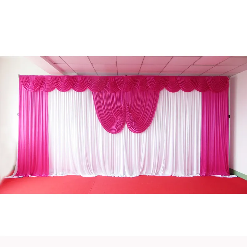 High Quality Ice Silk Fabric 9 Feet Curtains With Colorful Swag Drape