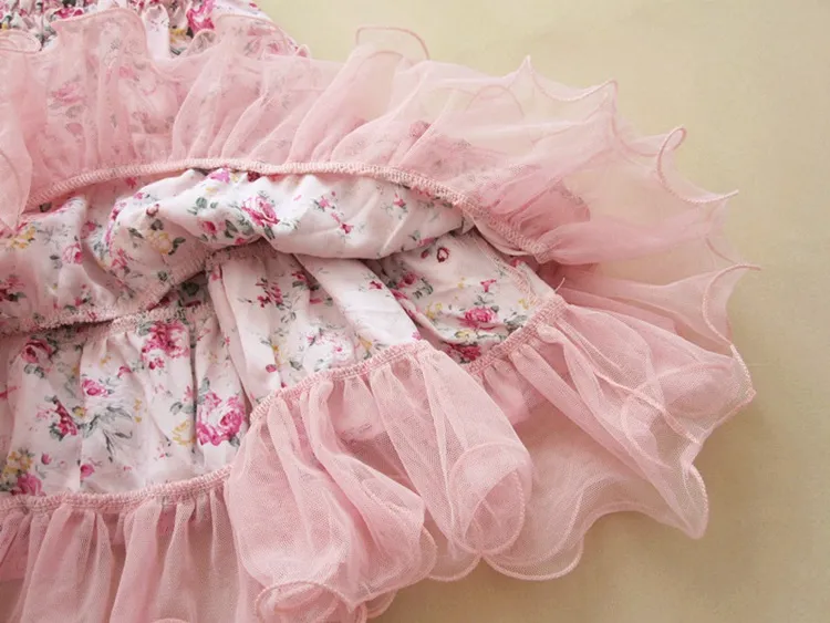 baby meisje kinderen vintage bloem tutu jurk bloemen tutu jurk pettiskirt tule rok kanten jurk tube jurk ballet jurk prinses roze9564064