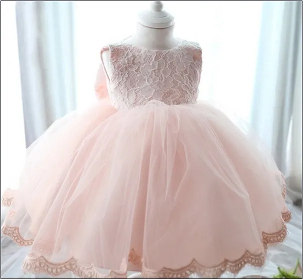 Abiti da battesimo per neonati per il 2019% 100 Foto reale Pizzo Toddler Girls Party Princess Dress Mese intero e vestiti per l'anno Vendita al dettaglio K366