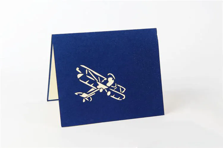 3d اليدوية المنبثقة بطاقات المعايدة تصميم الطائرة شكرا لك بطاقات عيد ميلاد تناسب الصبي صديق الاطفال الشحن مجانا