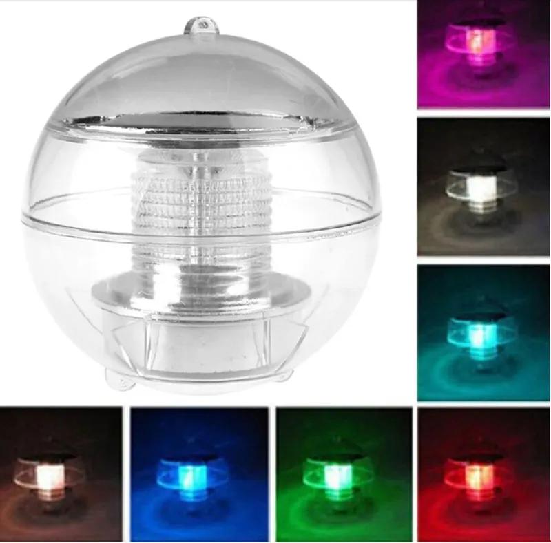 防水プール太陽光発電RGB LEDフローティングライトランプ2V 60mAアウトドアガーデン池の風景色変更ナイトライト