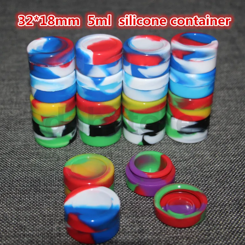 2016 Hot Selling Silicone Wax Oil Container 5mL 32 * 18 milímetros Concentrado Containers Silicone Jars Wax Wax Containers Atacado frete grátis DHL