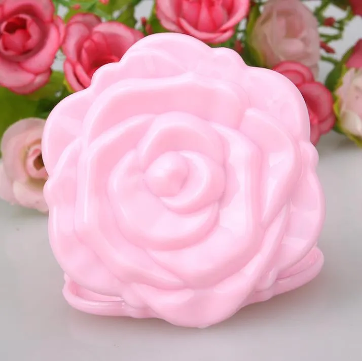 Miroir de maquillage couleur Rose rétro en forme de fleur, cosmétique, miroir Compact 3D stéréo Double face, 100 pièces