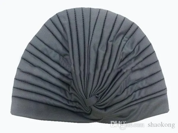 Turban extensible bandeau chimio Bandana Hijab casquette indienne plissée