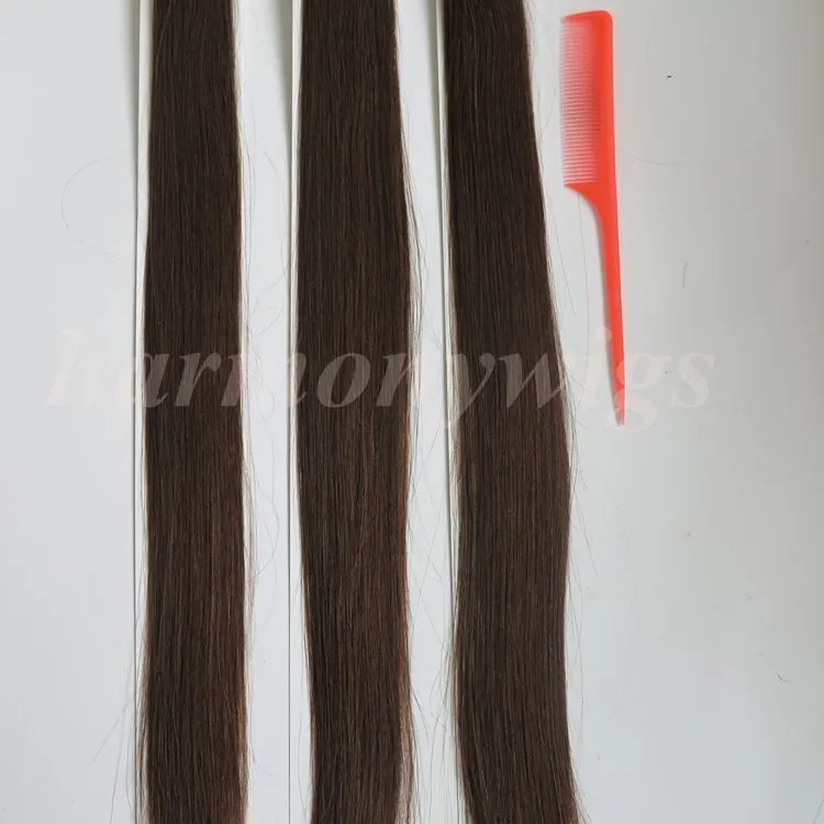 Cheveux brésiliens pré-collés I Tip Extensions de cheveux humains 50g 50 brins 18 20 22 24 pouces # 4 / Cheveux indiens raides brun foncé