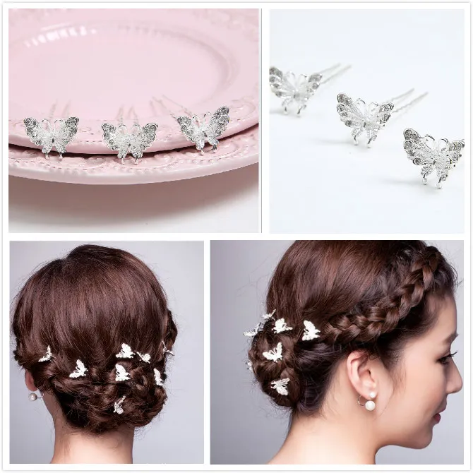 Moda Kryształ Rhinestone Butterfly Hair Pins Crystal Hair Jewellery Wedding Bridal Jewelry Akcesoria do włosów