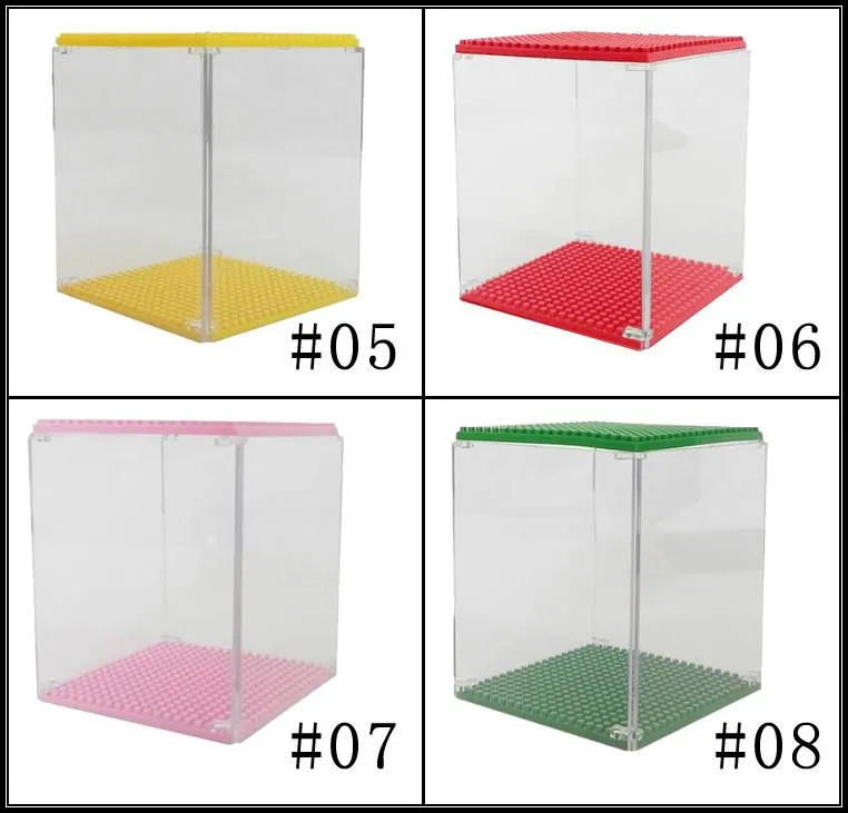 Blocos de construção Prettybaby mostram caixa de exibição caso LOZ 9900 vitrines de plástico caixa de exibição diy 8 cores Pt0253 #