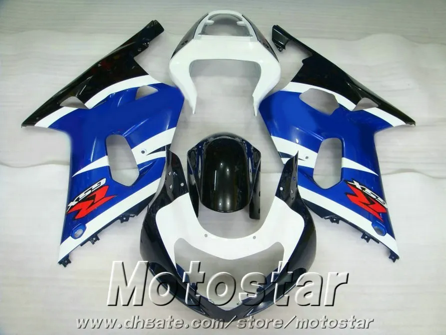 Kits de carrosserie en plastique ABS pour SUZUKI GSX-R600 GSX-R750 01 02 03 kit de carénage K1 GSXR 600/750 2001-2003 ensemble de carénages bleu blanc noir SK39