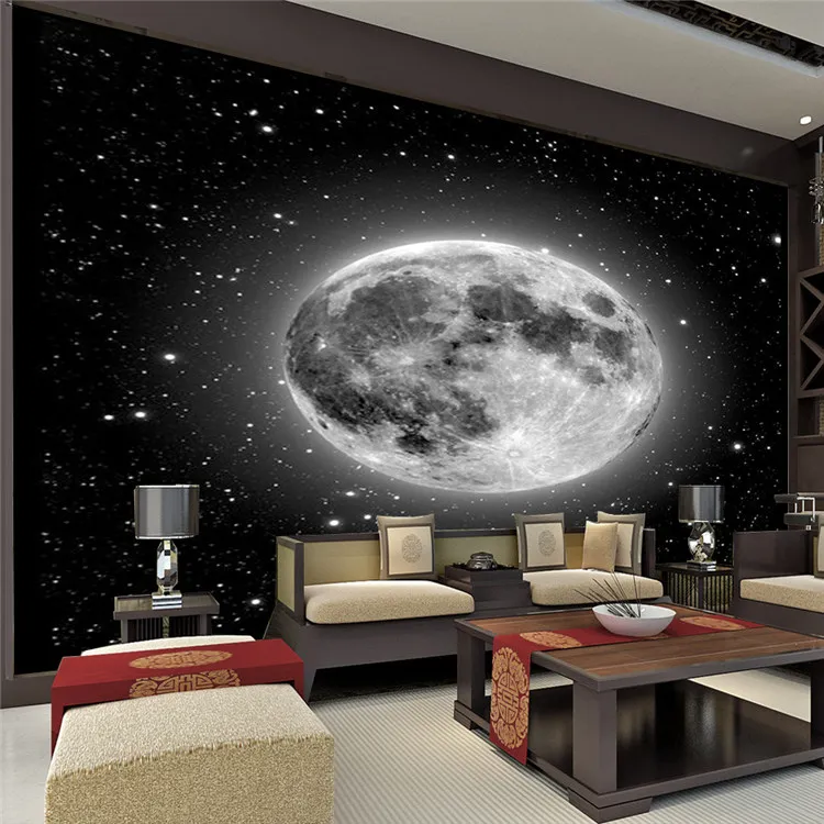 Space Galaxy Planets Po Wallpaper Custom Art Wallpaper 3D Wall Mural Ceiling Bedroom Large wall Art Black White Room Decor Ki4421279