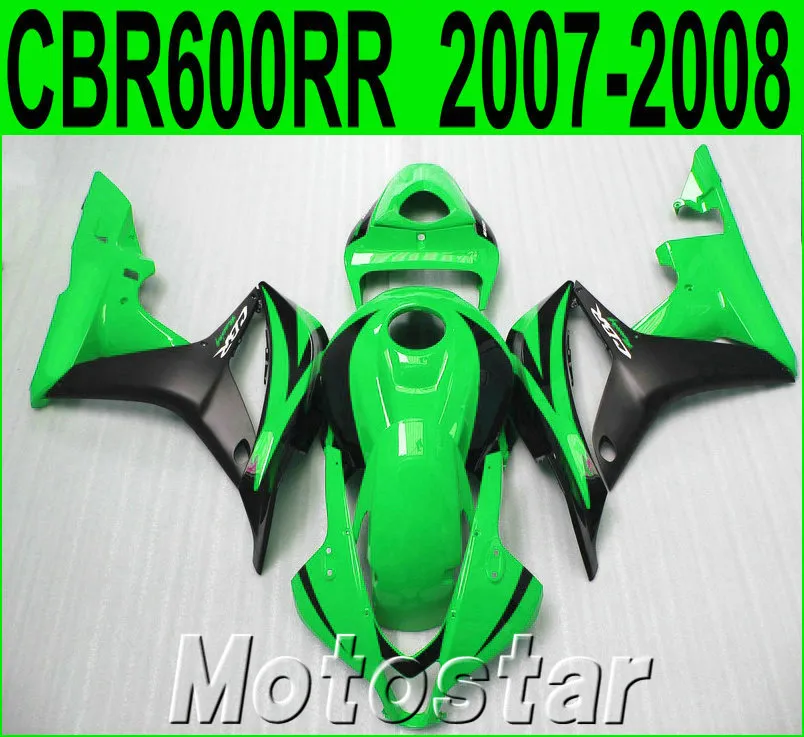 Darmowa wysyłka Zestaw wentylatorski do formowania wtryskowego Honda CBR600RR 2008 2008 Bodykits CBR 600RR F5 07 08 Matowe czarne zielone wróżki KQ16