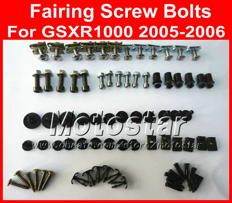 Motorcycle body Fairing screw bolts kit for SUZUKI GSXR 1000 K5 2005 2006 GSXR1000 05 06,black fairings aftermarket bolt screws set