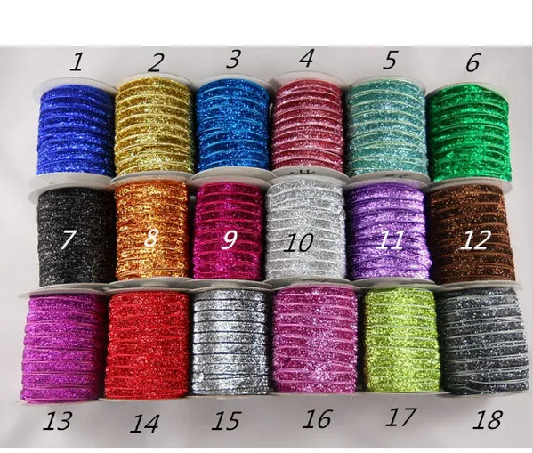 5/8 "15mm Glitter Solido Elastico Glitter FOE Elastico Fasce FAI DA TE Legami Dei Capelli Hairband 20 Metri/lotto