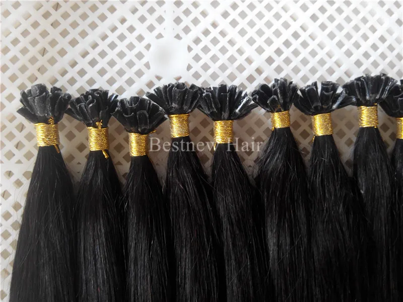 100g 14quot16quot18quot20quot22quot24quot pointe d'ongle en kératine italienne pré-collée pointe en U Fusion indien Remy cheveux humains Exten3150616