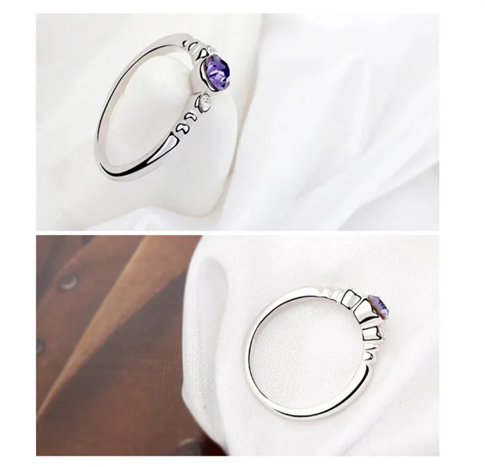 Korean style Fashion Diamond rings with Austrian crystal personality women gemstone Solitaire Ring for Wedding