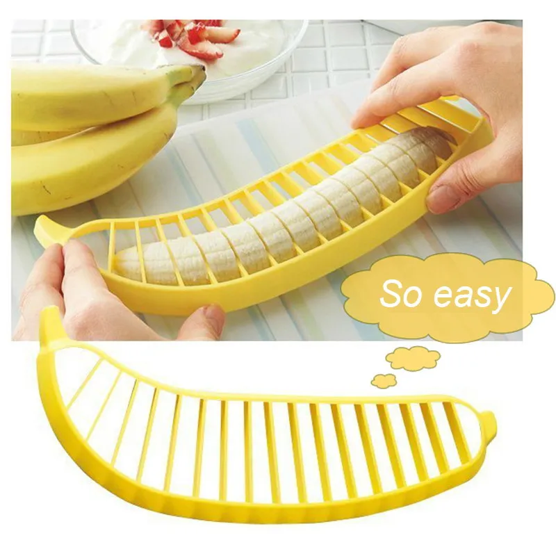 Banana Slicer Chopper Cortador De Ferramentas De Transporte De Legumes Salada De Frutas Sundaes Cereal Cozinhar Ferramentas de Cozinha acessórios frete grátis