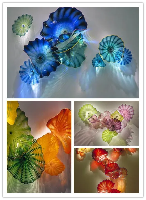 100% Mondgeblazen Borosilicaat Murano Plate Arts Lampen Craft Hanging Platen Kleurrijke Glazen Wall Art