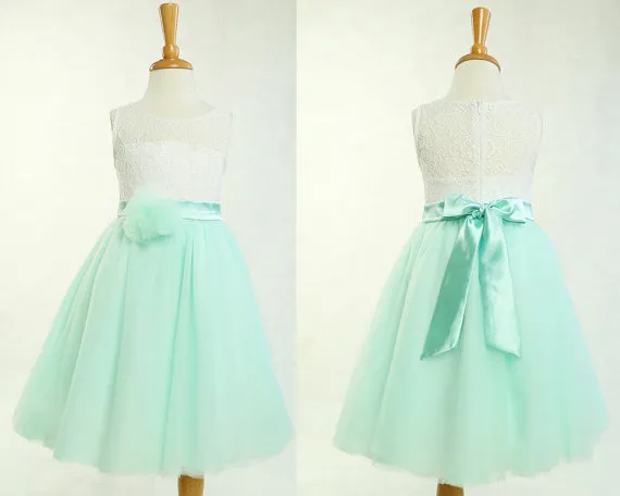 Mint green and white flower girl dresses store