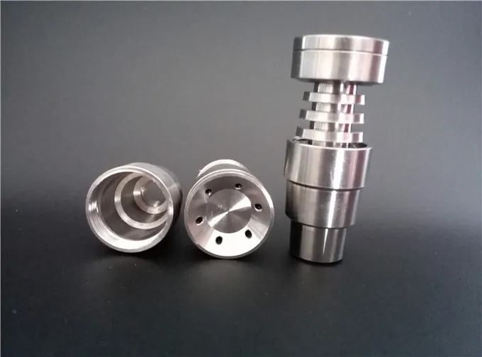 DHL Gratis frakt Universal Domeless Titaniumspik Passar till 14mm 18mm.gr2 Pure Titanium Nail 4 i 1 för vattenrör glas Bong Rökning.