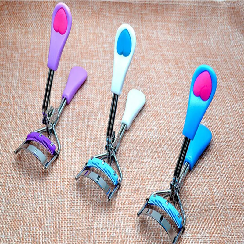 New Arrive Ladies Makeup Eye Curling Eyelash Curler with comb Eyelash Curler heart handle Clip Beauty Tool Stylish DHL free ship