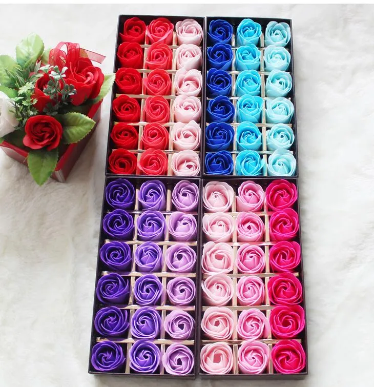 18 stks Rose Soaps Flower Packed Wedding Levert Gifts Event Party Good Gunst Toilet Zeep Geurende Badkamer Accessoires SR005