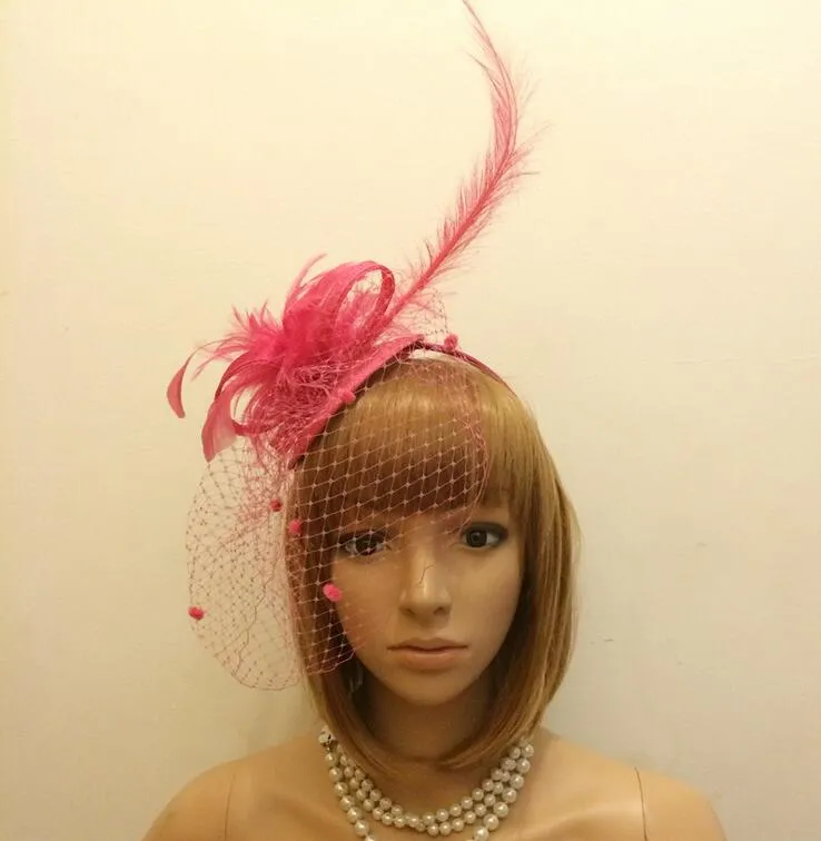 Elegant Pink Feathered Women\'s Hat from England KalluliCC Fascinators Hat for Women Pink Tea Party Derby  main image 2