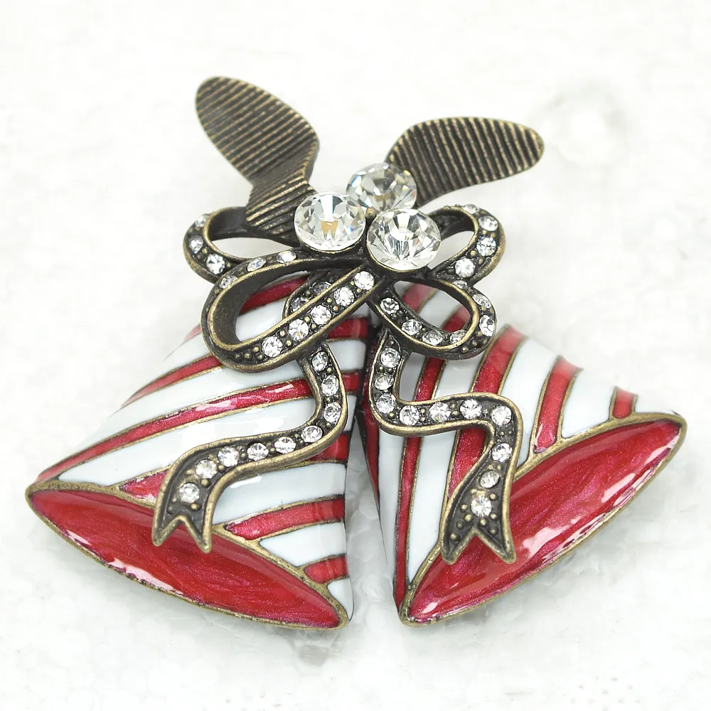 Hurtownie Kryształ Rhinestone Emerytura Boże Narodzenie Bells Pin Broszka Moda Pin Brooch C908 Multicolor
