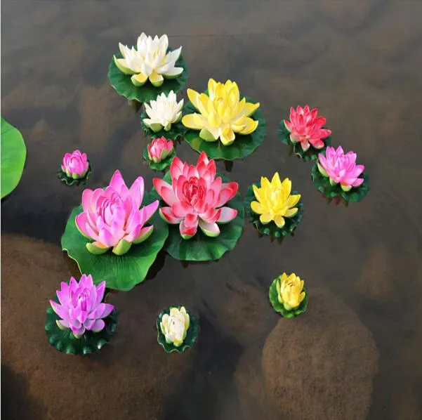 Diámetro de 40 CM Simulación Flor de loto artificial Flores de agua flotantes para el hogar Suministros de decoración de boda Loto rosa rojo blanco naranja