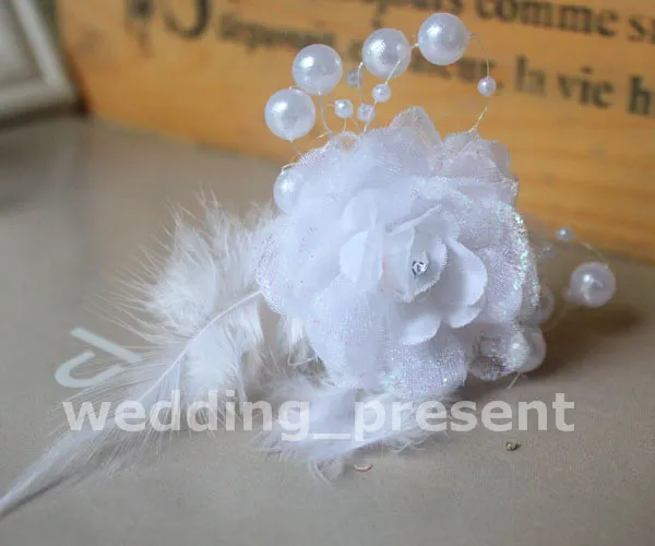 Feather Wedding Lace Gauze Flower Hair Bands Fascinator Bridal Hairpins Clips Bridesmaid Hair Care Styling with Faux Pearls