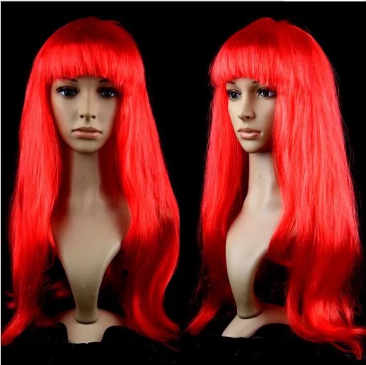 Parrucche Cosplay Anime Vendita calda Parrucca sintetica economica multicolore per capelli Cosplay 14 parrucche lunghe diritte per costumi colorati per feste in discoteca