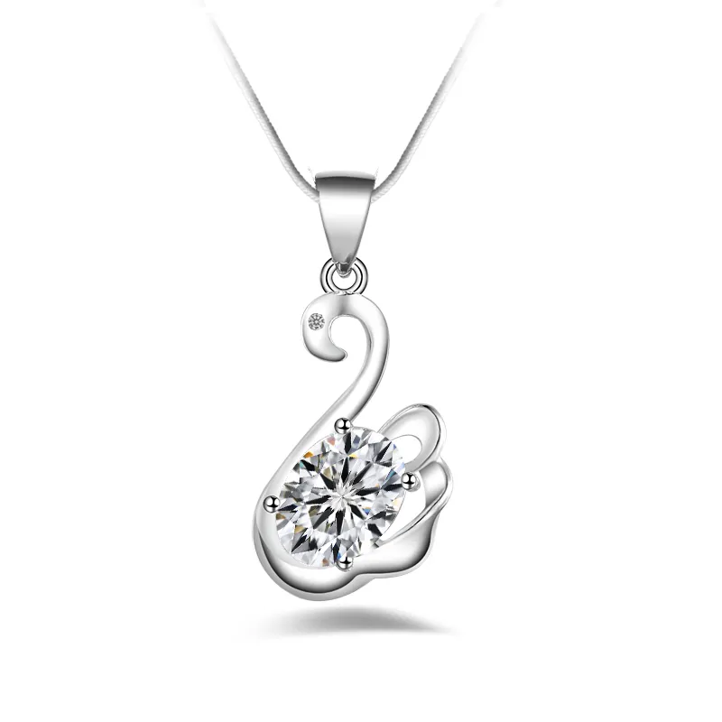 شحن مجاني أزياء عالية الجودة 925 Silver Swan مع مجوهرات الماس 925 قلادة فضية عيد الحب هدايا العطلة الساخنة 1623