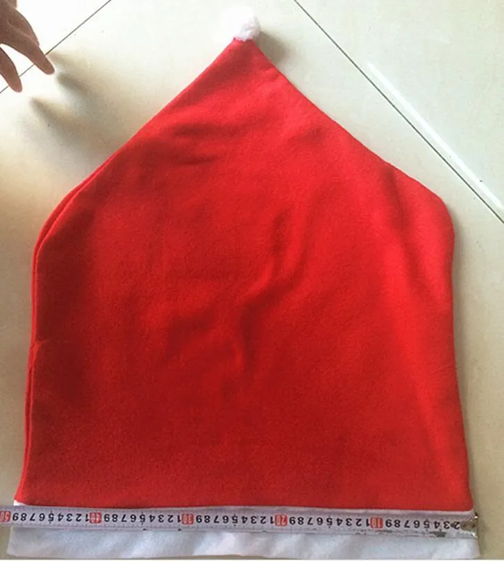 Julstolsskydd Santa Clause Röd hatt Julklappstol Tillbaka Skydd För Julmiddag Inredning Ny Party Leverans Favorit Hot Sälj CT02