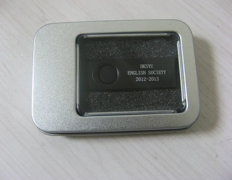 창 금속 포장 된 사각형 USB 상자 투명 선물 상자 크기 90x60x18 mm 3.54x2.36x0.71 인치.
