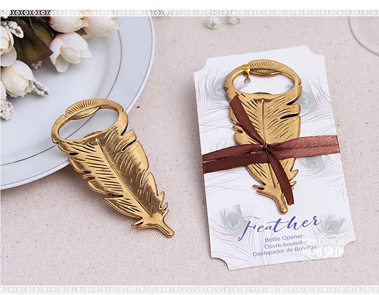 "Gilded Gold" Feather Bottle Opener Souvenir For Birthday Parties Kids Adult Birthday Favors And Gifts 