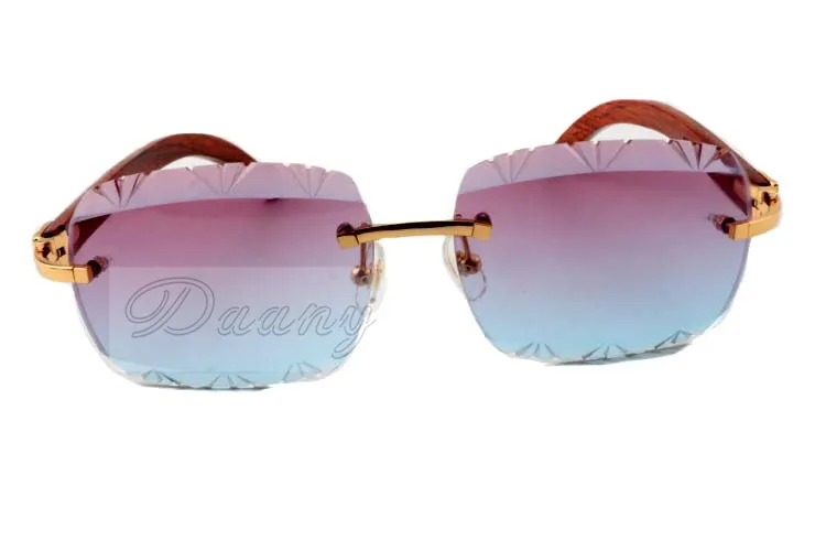 design alla moda con lenti con incisione a colori, occhiali da sole di alta qualità 8300765 occhiali da sole quadrati in pura betulla naturale, dimensioni: 56-18-135 mm