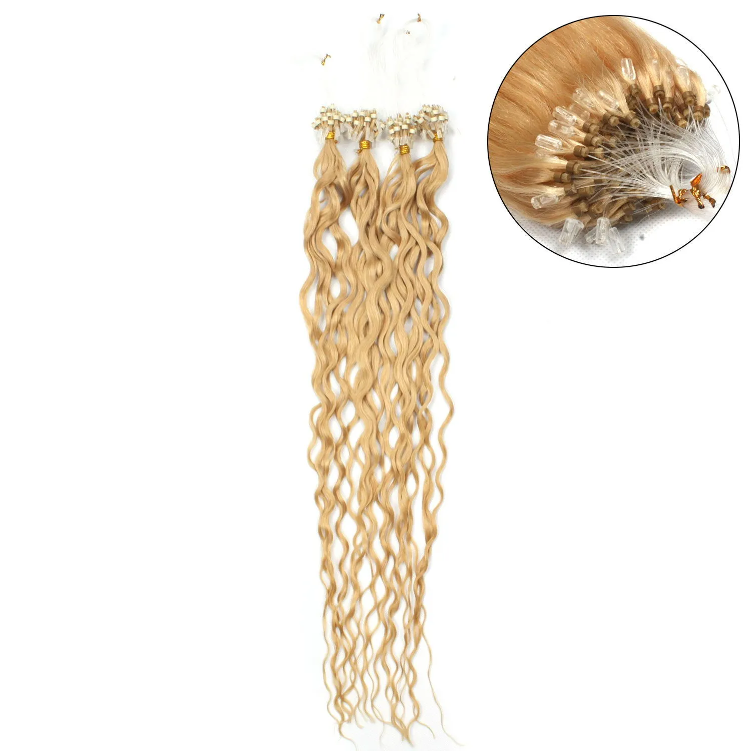 Elibess Hair-Micro Anel Extensão de Cabelo 0.8G / Strand 200 Strands / Lote # 1 # 1b # 4 # 6 Cor Water Onda Loop Micro Anel Ring Extensões