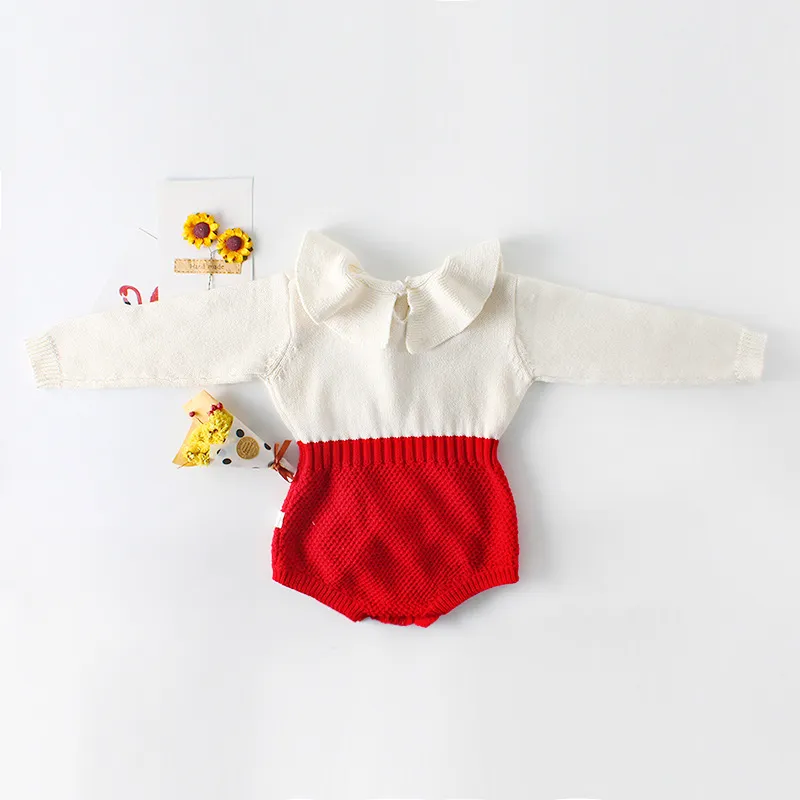 2017 INS Hot Infant Baby Rompers Baby Girls Monos de manga larga Ropa para niños Princess Girls Sweet Knitted Overoles Mameluco infantil para 0-3T