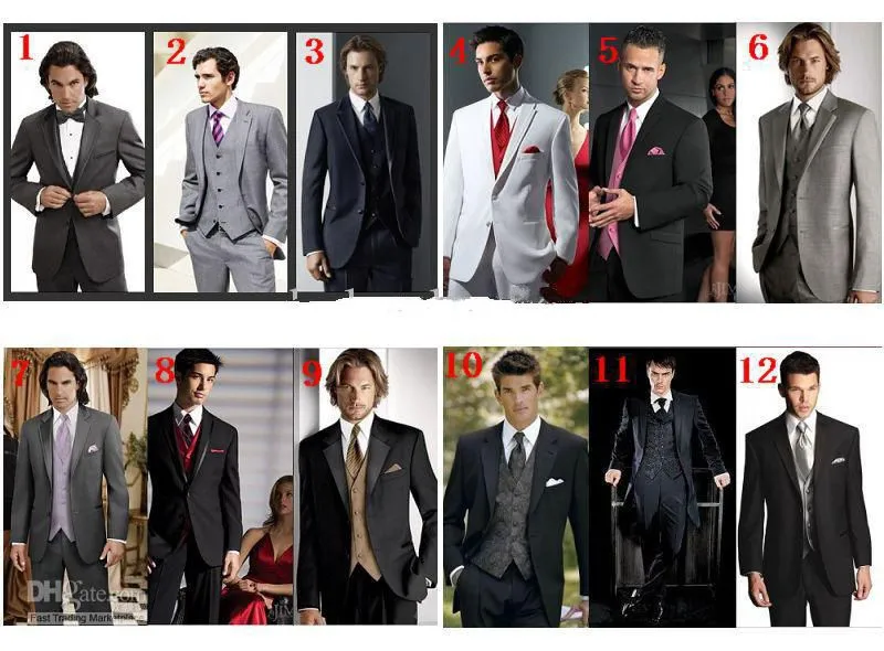 2016 Custom Design Two Buttons Red Groom Tuxedos Black Notch Lapel Groomsmen Men Wedding Suits  jacket+Pants+tie