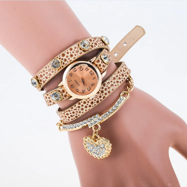 Frete grátis 2015 nova moda mulheres vestido relógios pulseira de couro relógio de pulso relógios de quartzo das senhoras das mulheres longa cadeia de luxo