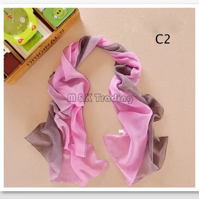 Autumn Gradient Chiffon Scarf Soft Color Match Silk Scarves Women Fashion Shawl Long Wrap 160cm Mix Colors