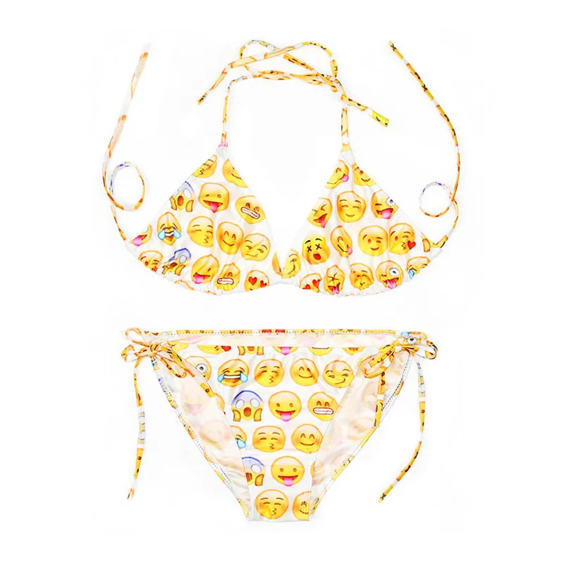 Emoji Emoción Bikini Moda Estilo Verano Brazilian Bikini Swimsuits