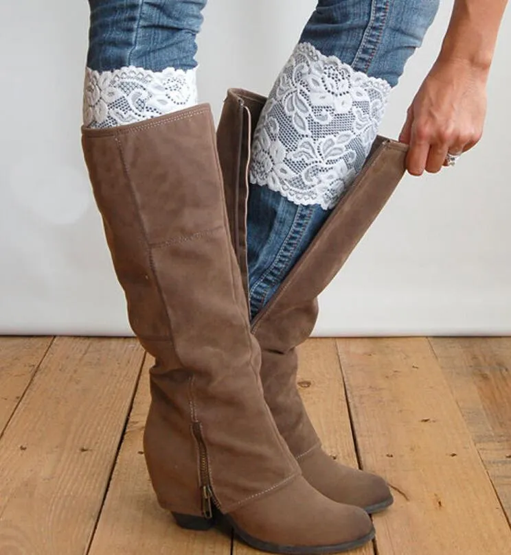 Nuovi polsini stivali in pizzo elasticizzato i di alta qualità donne floreale gamba gamba di gambe di pizzo finiture Toppers calze