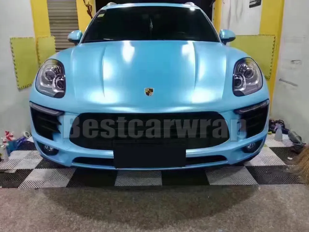 Baby Blue Satin Satin Metallic Vinyl Wrap Car WAP 1080 Série cobrindo com o revestimento de caminhão de luxo livre de bolhas de ar 1.52x20m/roll 4.98x66ft